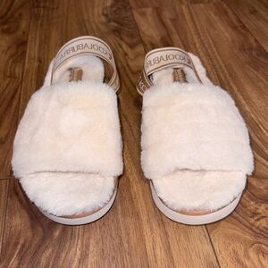 Koolaburra by UGG Fuzz’n II Pastel Sandals Faux Fur Slingback Slip-On Size 8